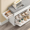 SoBuy FSR64-WG + FSR82-K-WG Ensemble Double Coffre à Chaussures avec Coussin, Rangement Abattant, Gain de Place – Effet Bois Vieilli Blanc