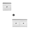 SoBuy FSR64-WG + FSR82-K-WG Ensemble Double Coffre à Chaussures avec Coussin, Rangement Abattant, Gain de Place – Effet Bois