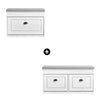 SoBuy FSR64-WG + FSR82-L-WG Ensemble Double Coffre à Chaussures avec Coussin, Rangement Abattant, Gain de Place – Effet Bois