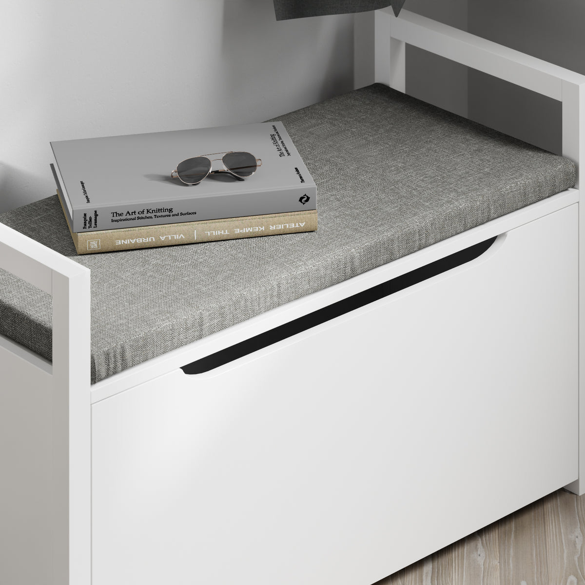 SoBuy FSR76-W Banc à Chaussures avec Coussin Rembourré et Rangement pour Entrée Couloir – 86x38x54 cm, Blanc