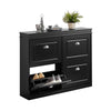 SoBuy FSR79-SCH Armoire à Chaussures 4 Abattants – Séparateurs Réglables, Dos Aéré, Certifiée FSC® – 105×24×83 cm, Noir