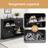SoBuy FSR79-SCH Armoire à Chaussures 4 Abattants – Séparateurs Réglables, Dos Aéré, Certifiée FSC® – 105×24×83 cm, Noir