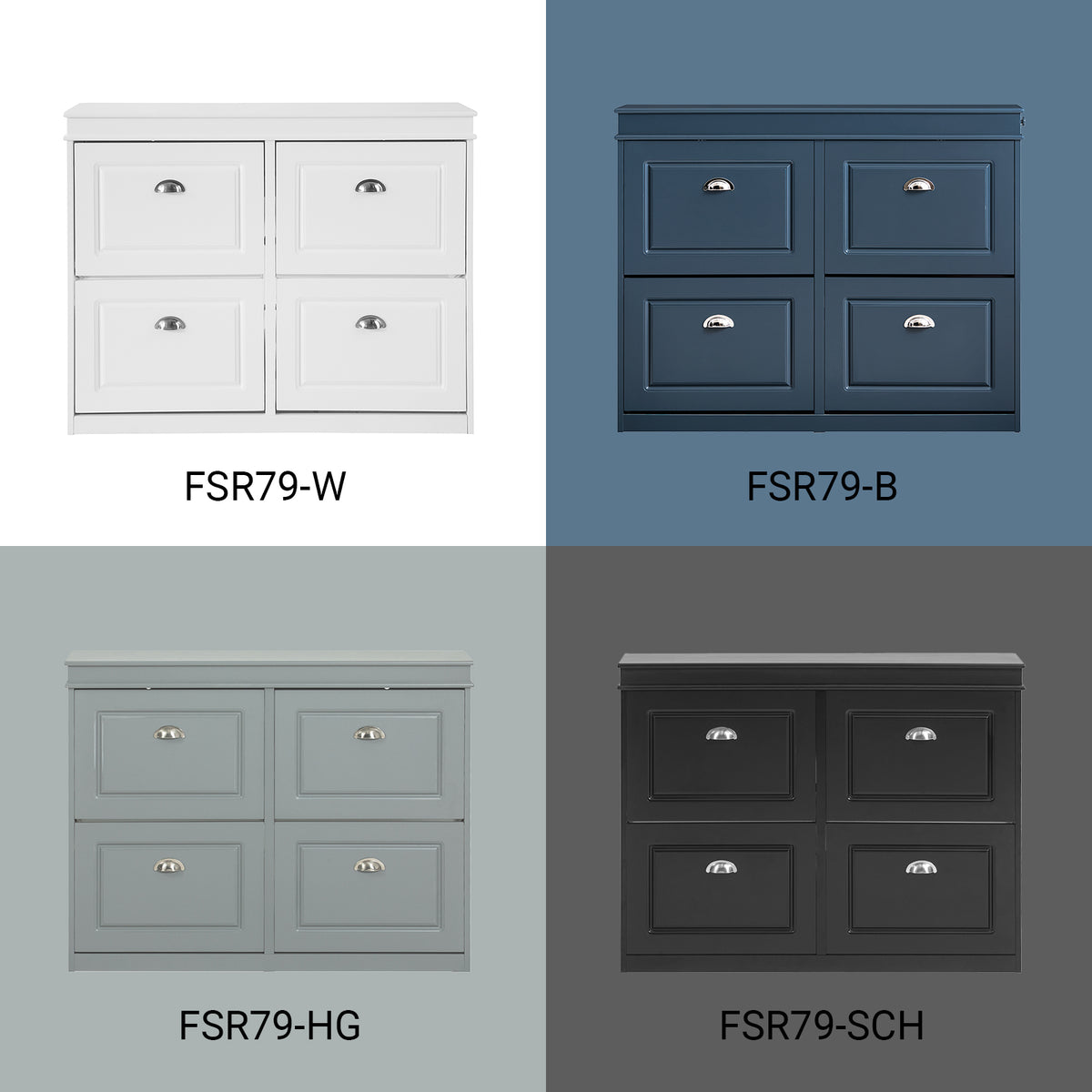 SoBuy FSR79-SCH Armoire à Chaussures 4 Abattants – Séparateurs Réglables, Dos Aéré, Certifiée FSC® – 105×24×83 cm, Noir