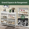 SoBuy FSR79-WG + FSR78-WG Ensemble Armoire à Chaussures 4 + 2 Abattants, Rangement 24 Paires, Gain de Place – Effet Bois Vieilli Blanc