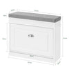 SoBuy FSR82-K-W Banc à chaussures avec assise 60 cm coussin rembourré et abattant slim 24 cm – Blanc FSC®
