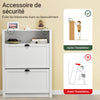 SoBuy FSR87-W Armoire à Chaussures 2 Abattants et Compartiment Ouvert – 80×24×110 cm, 50 kg, MDF E1, Blanc