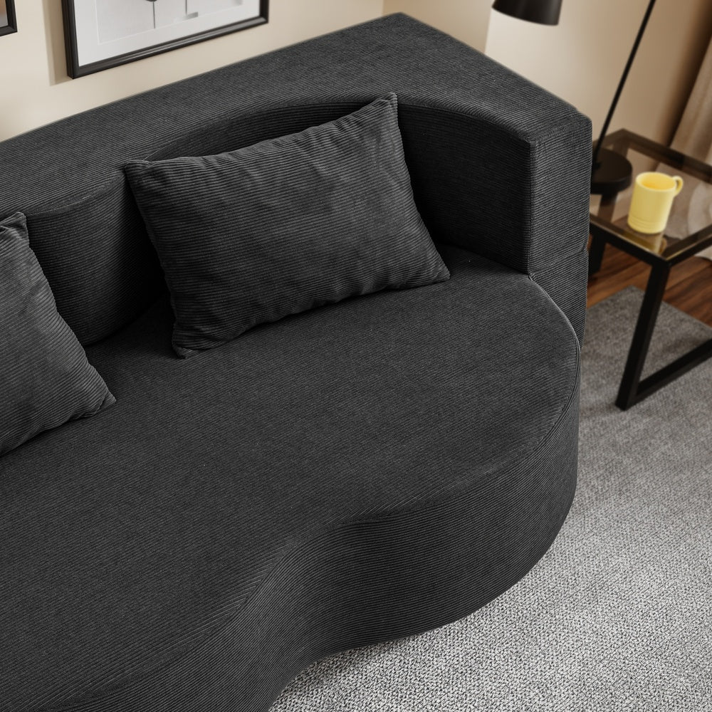 SoBuy FST101-SCH Canapé-Lit Convertible 2 Places Noir – Lit d'Appoint Dépliable pour Petits Espaces, Velours Côtelé Entièrement Déhoussable – 177×107×32 cm, Charge 227 kg