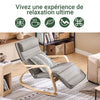 SoBuy FST16-DG Fauteuil a Bascule, Relax Rocking Chair, Chaise a Bascule avec Repose-Pieds et Appui-tête réglables, Gris
