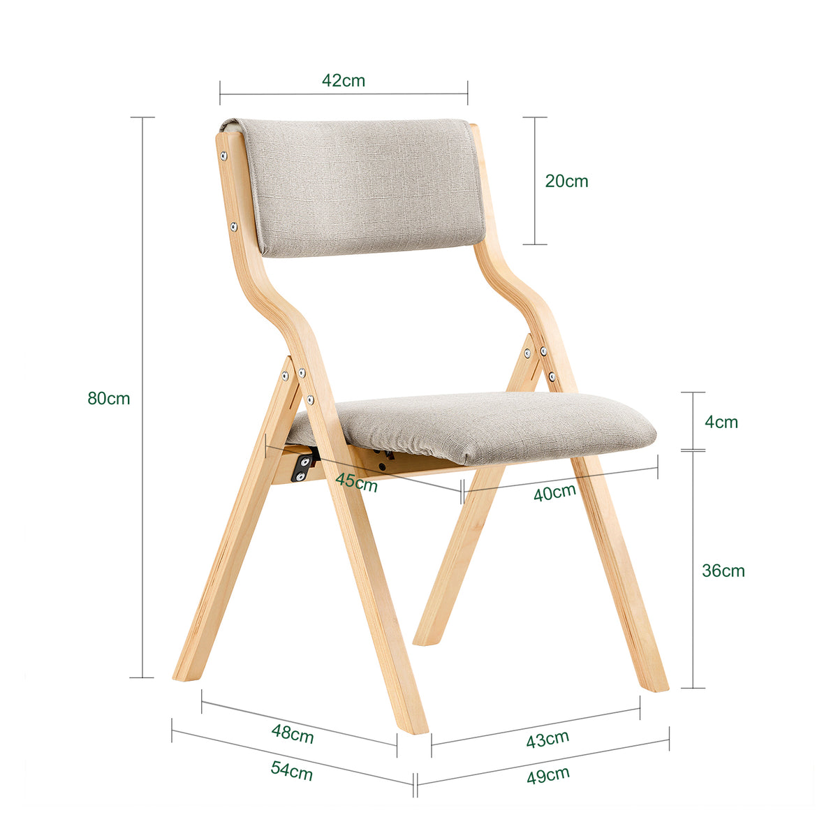 SoBuy FST40-HGx2 Lot de 2 Chaises Pliantes Rembourrées en Bois – Housse Amovible Lavable – Naturel