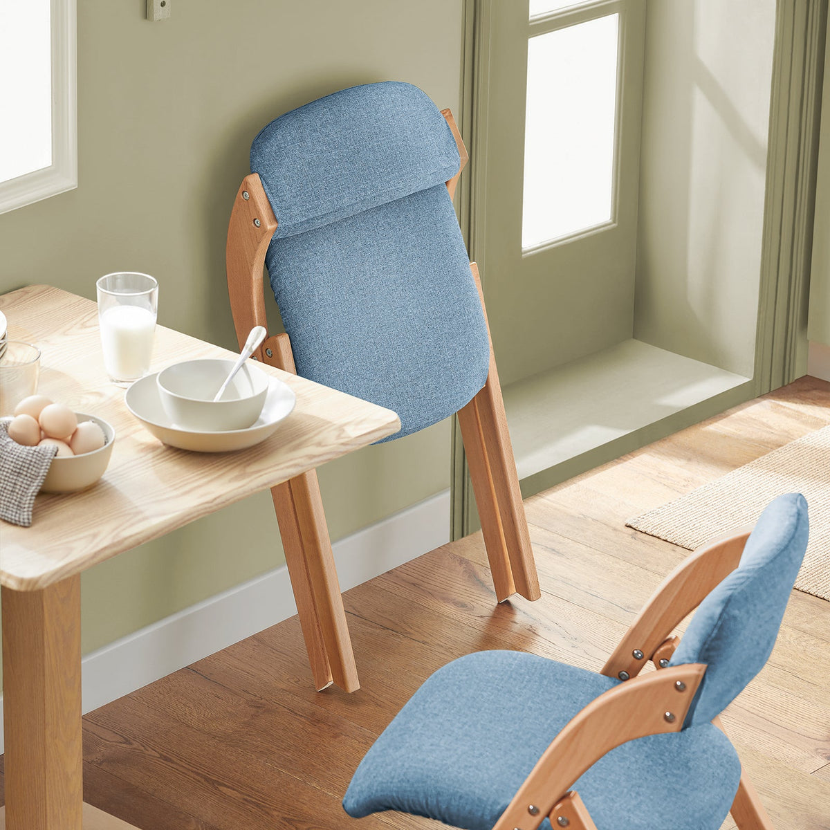 SoBuy FST92-BL Chaise Pliante Rembourrée en Bois – Bleu