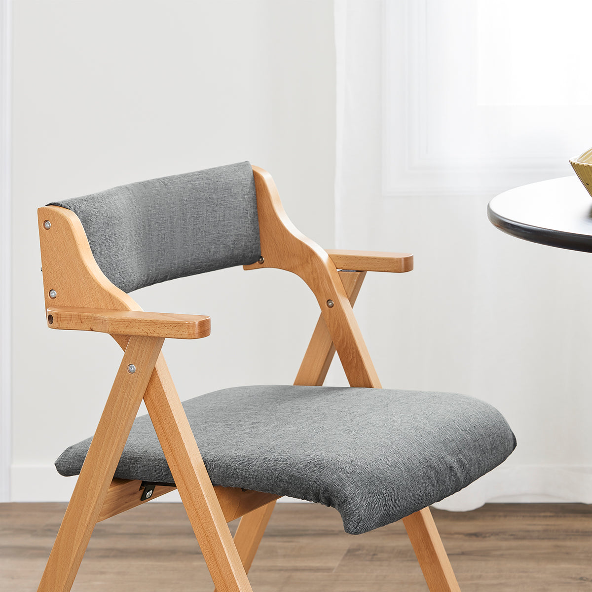 SoBuy FST98-HGx2 Lot de 2 Chaises Pliantes en Bois de Hêtre avec Coussin Déhoussable, Charge 150 kg – Chaises Salle à Manger, Cuisine et Salon, Gris