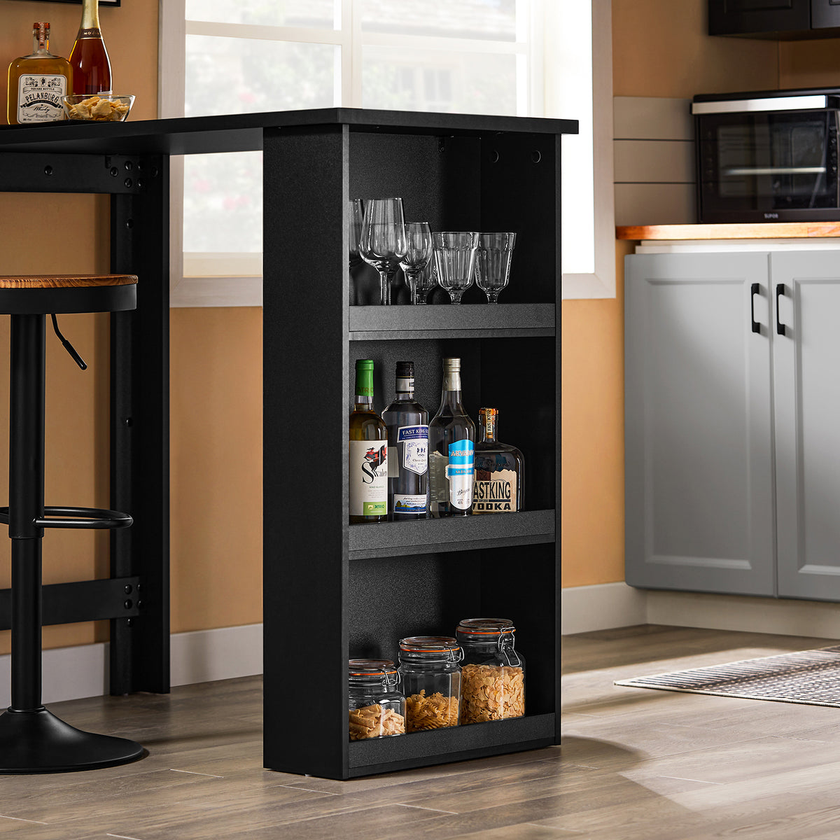 SoBuy FWT17-II-SCH Table de Bar Haute de Cuisine Table Mange Debout pour Petits Espaces, Bar pour Cuisine, Salon, Bureau ou Bar à Café Noire 112 x 57 x 106 cm