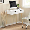 SoBuy FWT40-WN Table Bureau avec 2 Tiroirs Petit Bureau avec Rangement Desk Multifonctionnel pour Ordinateur et Chambre Blanc Naturel 90x45x77cm