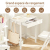 SoBuy FWT43-W Petit Bureau avec 1 Tiroir et 2 Crochets Bureau Gaming avec Etagères de Rangement Desk Multifonctionnel pour Chambre Table Gaming Blanc 60x40x77cm