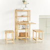 SoBuy FWT70-N Table Pliante en Bois d'Hévéa – 98×60 cm, 3 Étagères, Naturel