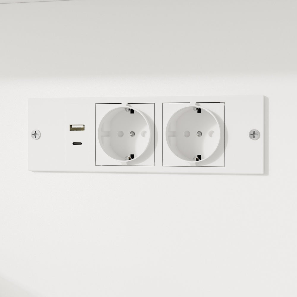 SoBuy HAT10-E-W Meuble Cache-Litière pour Chat 2 Portes avec Prises et Étagères – Armoire de Rangement Blanc Moderne pour Chambre, Cuisine et Bureau – 80×60×116,5 cm, Charge 96 kg