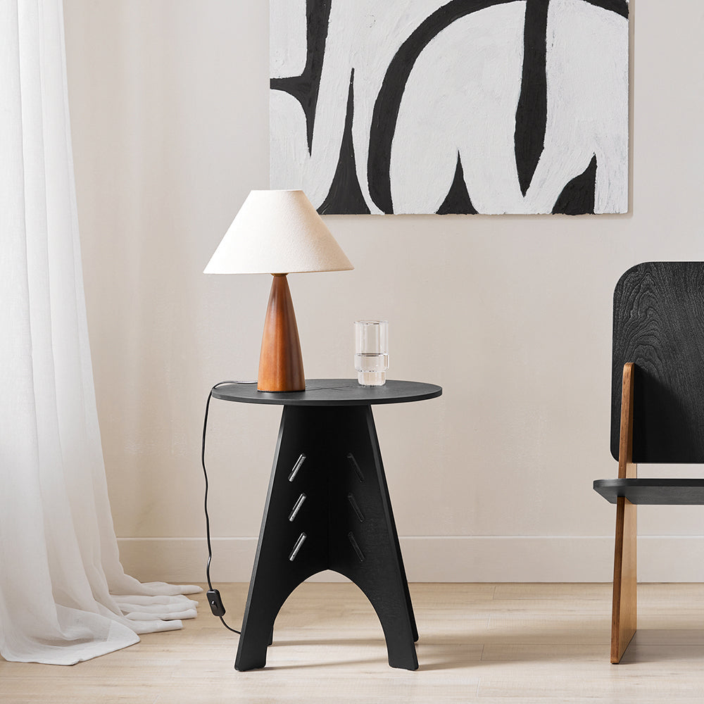 SoBuy HFBT01-SCH Table d'appoint Ronde en Bois Table Basse Ronde Table de Nuit Table de Chevet Bouts de Canapé en Tenons et Mortaises, Noir