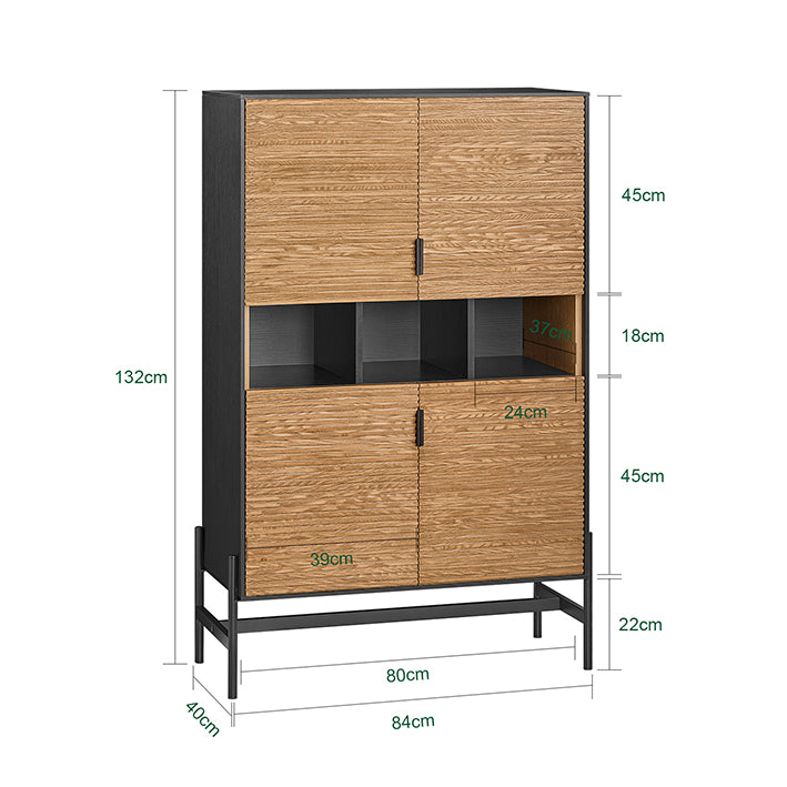 SoBuy HFSB03-SCH Buffet de Cuisine, Armoire de Cuisine, Vaisselier Cuisine, avec 3 Compartiments Ouverts, 84 x 40 x 132 cm