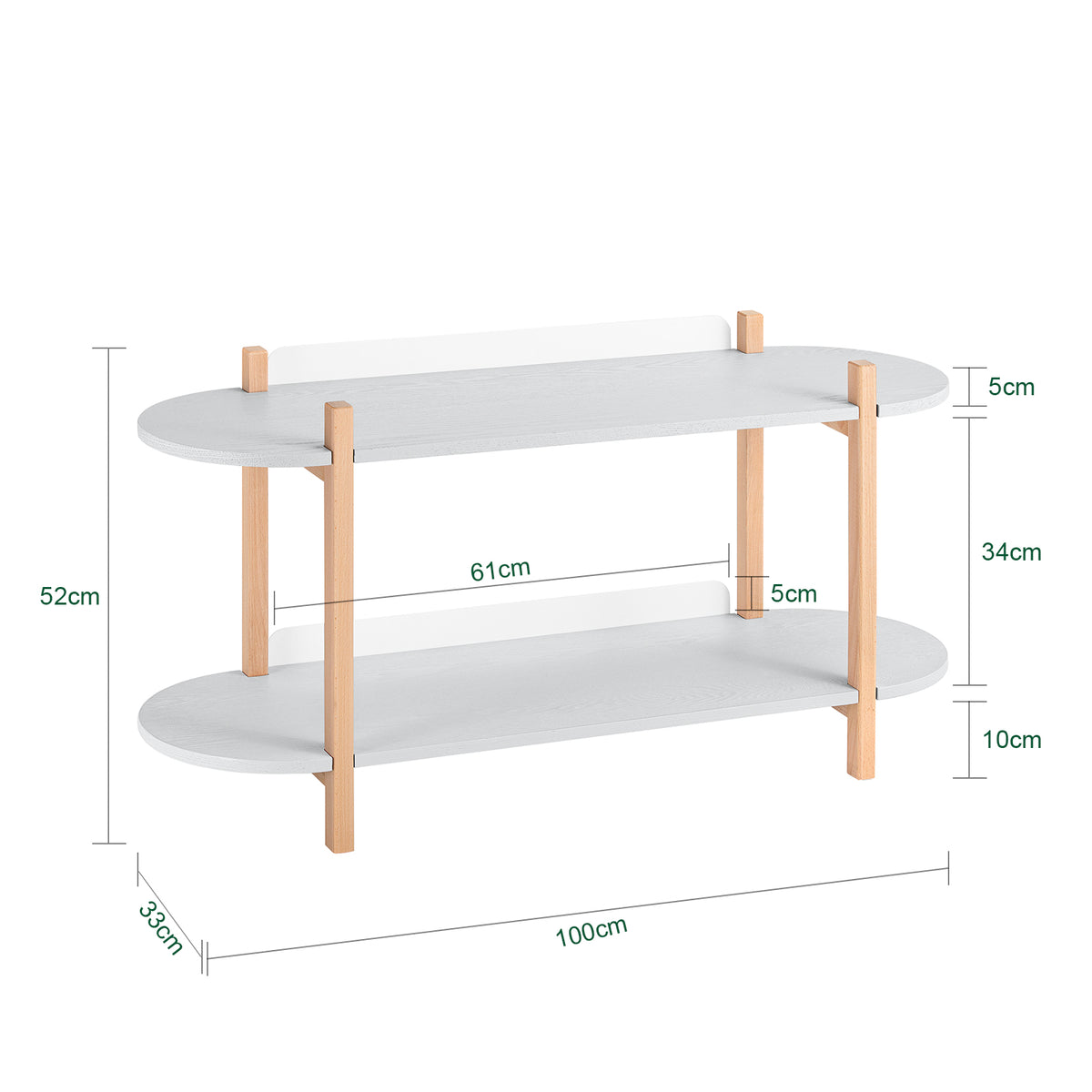 SoBuy HSTR01-HG Table d’Appoint avec 2 Niveaux, Rangement Optimisé, Design Fonctionnel, Usage Quotidien, Format Pratique – L100×P33×H52 cm, Bois, Gris