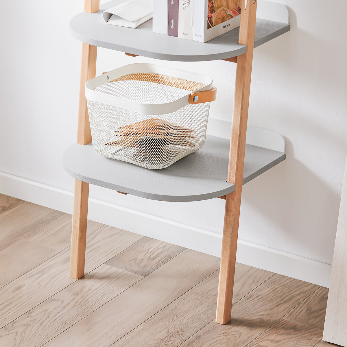 SoBuy HSTR02-K-HG Bibliothèque avec 4 Niveaux, pour Salon et Chambre, Rangement Optimisé, Design Fonctionnel, Usage Quotidien, Pratique – L44×P39×H169 cm, Gris