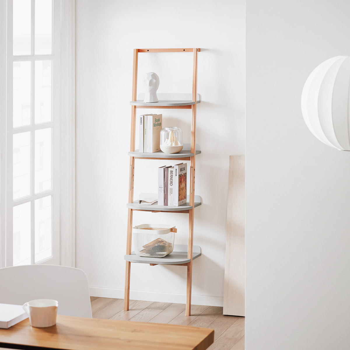 SoBuy HSTR02-K-HG Bibliothèque avec 4 Niveaux, pour Salon et Chambre, Rangement Optimisé, Design Fonctionnel, Usage Quotidien, Pratique – L44×P39×H169 cm, Gris