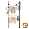 SoBuy KLS03-II-SCH Portant à vêtements télescopique robuste – Penderie ouverte réglable avec tringles pour chambre/dressing,