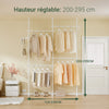 SoBuy KLS03-II-W Portant à Vêtements Télescopique – Largeur 124–226 cm, Hauteur 200–295 cm, Blanc