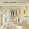 SoBuy KLS04-II-HG Portant à vêtements télescopique solide - Penderie ouverte réglable avec tringles et étagères, Porte manteau pour chambre/dressing, Gris