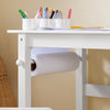 SoBuy KMB60-W Table Enfant avec Chaise Ensemble 2 Pièces Table et Chaise pour Enfant Bureau avec 2 Étagères Porte-Papier et Rangements Stylos Blanc 80x54x65