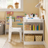 SoBuy KMB60-W Table Enfant avec Chaise Ensemble 2 Pièces Table et Chaise pour Enfant Bureau avec 2 Étagères Porte-Papier et Rangements Stylos Blanc 80x54x65