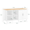 SoBuy KNL09-WN Ìlot Central de Cuisine 3-en-1 – Buffet, Table Bar et Plan de Travail, 170×60×89 cm, Blanc & Bois