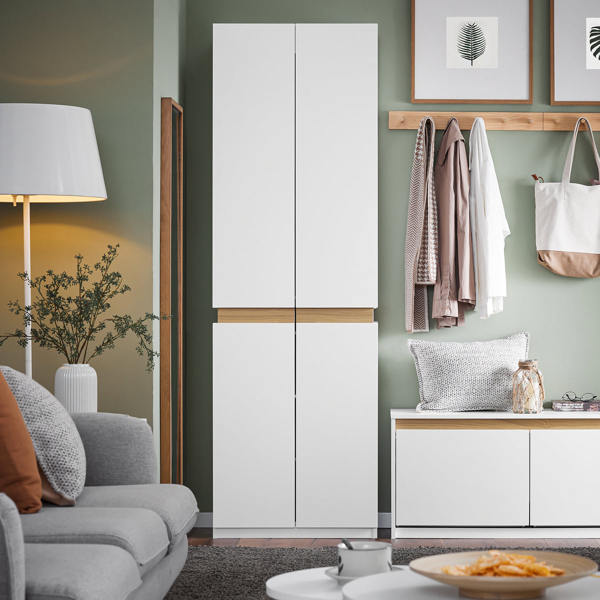 SoBuy KSB01-W Armoire Faible Profondeur 30 cm – Dressing Gain de Place, Penderie Intégrée, Blanc