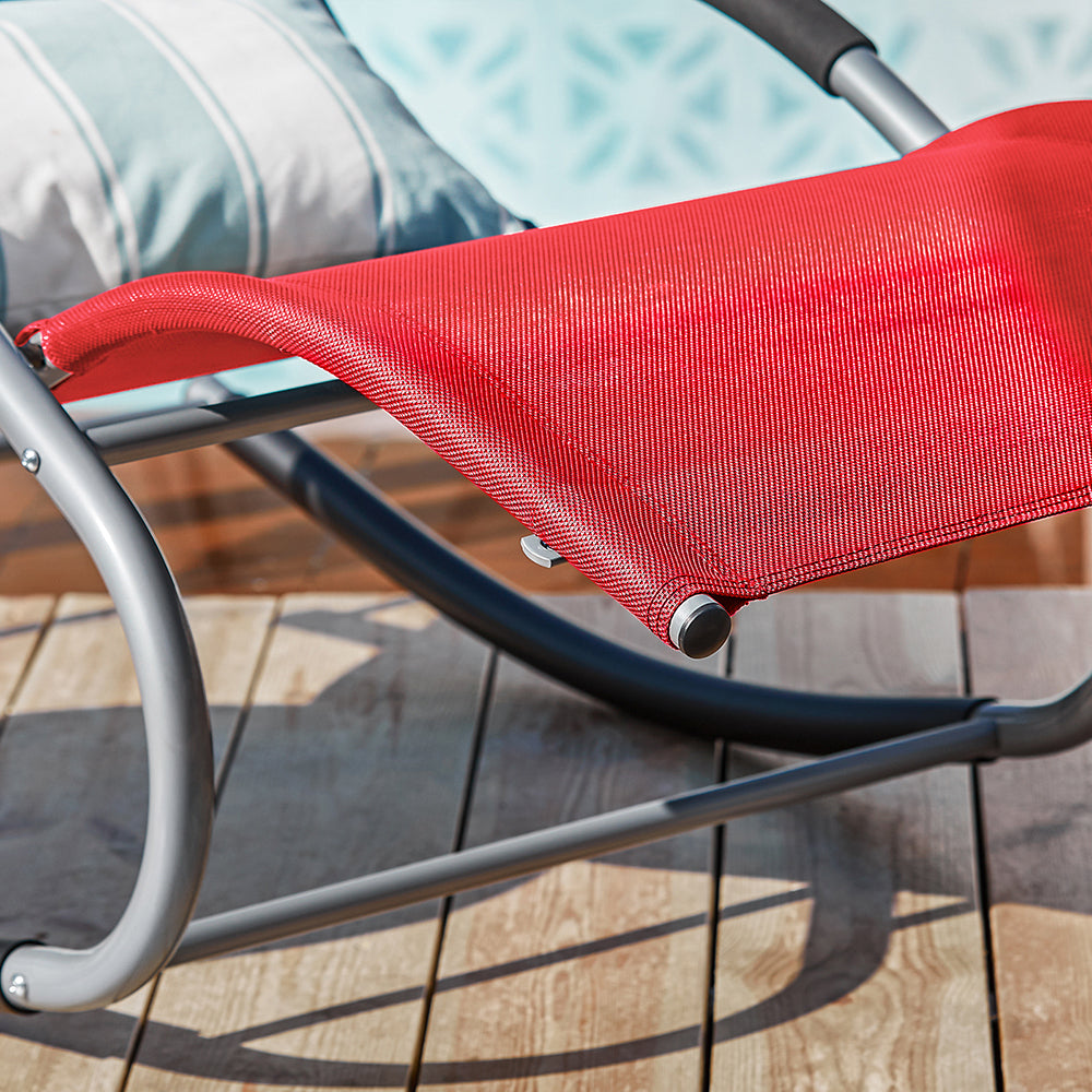 SoBuy OGS28-Rx2 Lot de 2 Chaise Longue Transat de Jardin Bascule avec Appui-tête Réglable et Pochette latérale