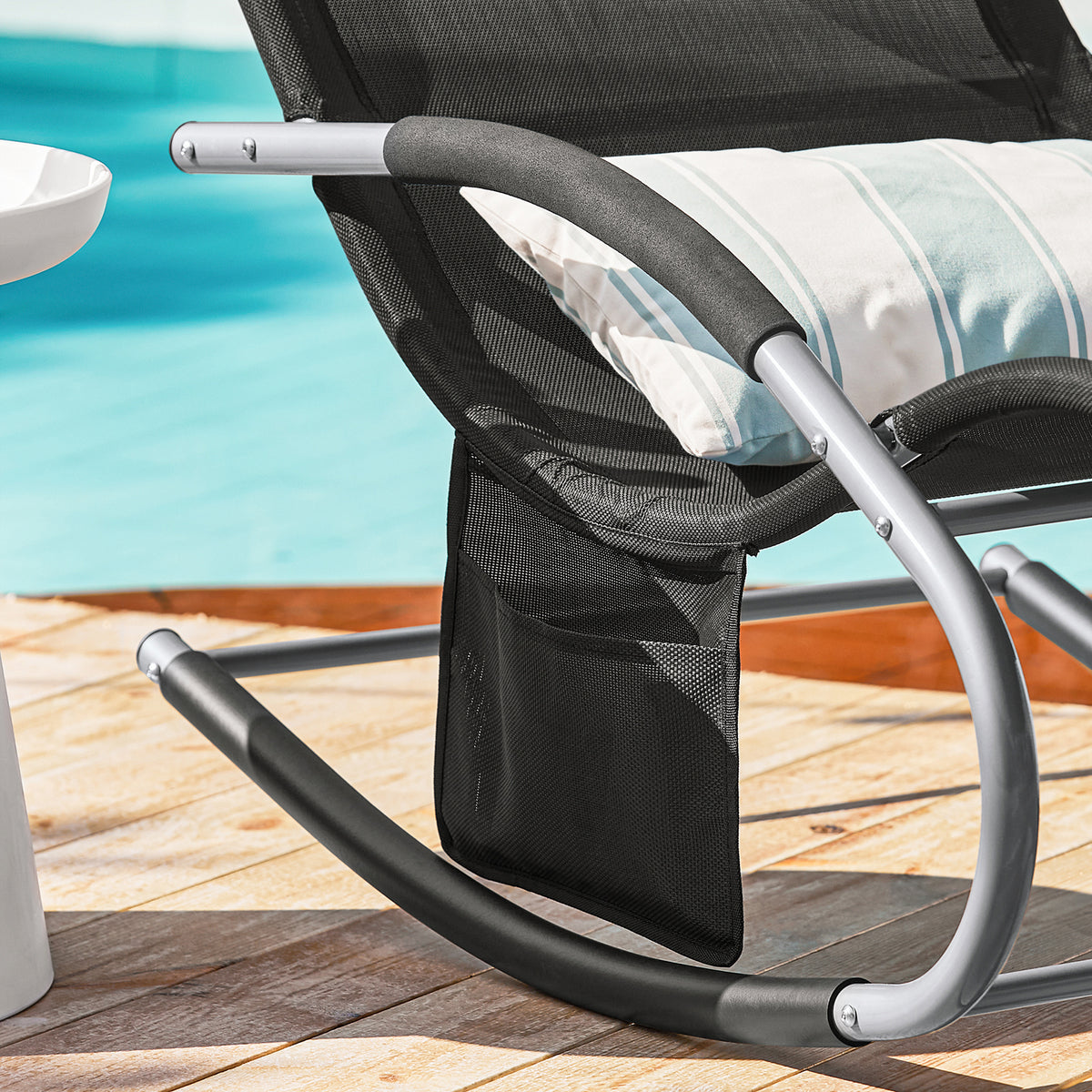 SoBuy OGS28-SCHx2 Lot de 2 Chaise Longue Transat de Jardin Bascule avec Appui-tête Réglable et Pochette latérale
