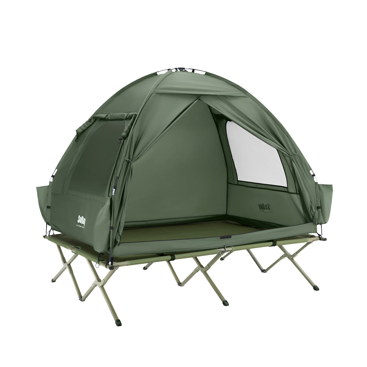 SoBuy OGS32-II-L-GR Tente de Camping extérieure Tentes Double avec Crochet pour Lampe et Sacs de Rangement pour Chaussures Te