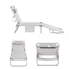 SoBuy OGS35-MI Transat de Jardin Pliable avec Oreiller et Poche Latérale, Chaise Longue Relax, Confortable, Design Fonctionnel – L155×P56×H81 cm, Beige