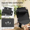 SoBuy OGS35-SCHx2 Lot de 2 Transats de Jardin Pliable avec Oreiller et Poche Latérale, Chaise Longue Relax, Design Fonctionnel – L155×P56×H81 cm, Noir