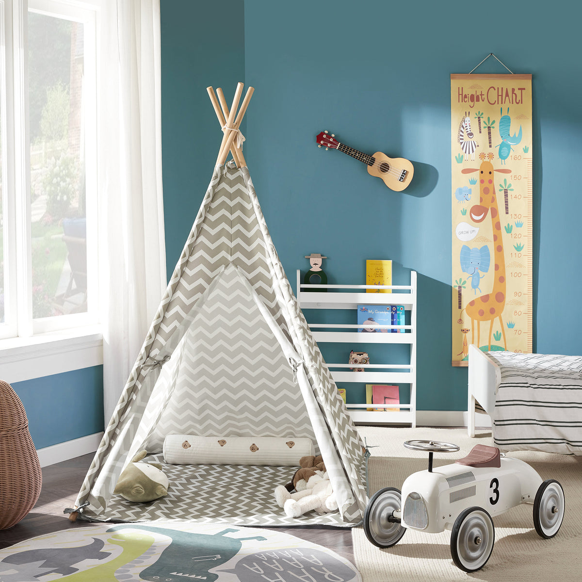 SoBuy OSS03 Tipi Enfant Tente pour Enfant avec Tapis De Sol Indian Teepee Tente de Jeu pour Enfants avec Tapis De Sol 1 Porte 1 Fenêtre Maison de Jeu