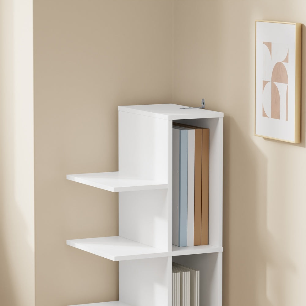 SoBuy STR14-W Étagère Murale Blanche 5 Niveaux – Bibliothèque de Rangement à 5 Plateaux pour Bureau et Salon – 30×32,5×110,5 cm, Charge 45 kg