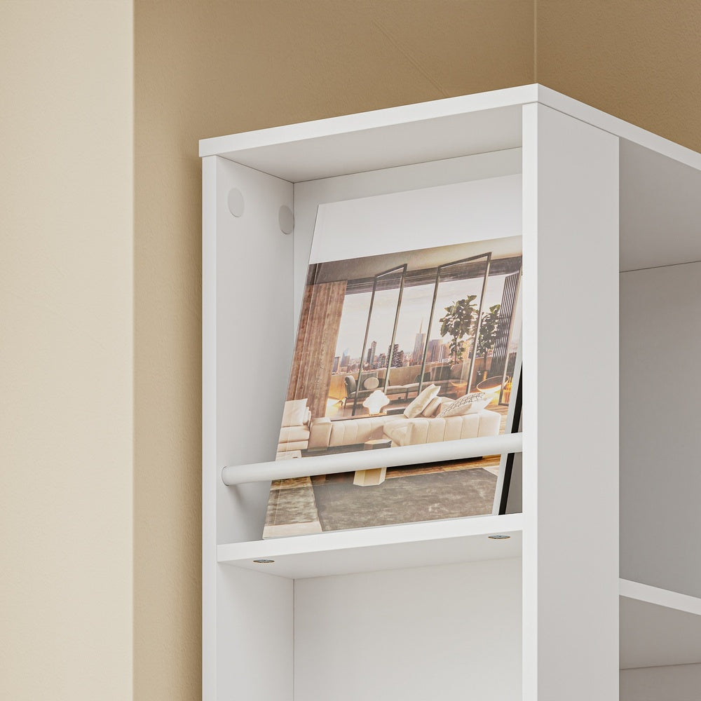 SoBuy STR15-W Étagère Blanche 4 Niveaux avec 3 Tiroirs – Meuble de Rangement Gain de Place pour Salon, Chambre, Cuisine ou Bureau, Bibliothèque Haute d'Angle 28 cm – 28×50×170 cm, Charge 58 kg