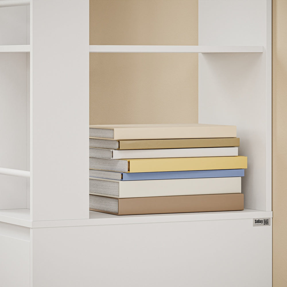 SoBuy STR15-W Étagère Blanche 4 Niveaux avec 3 Tiroirs – Meuble de Rangement Gain de Place pour Salon, Chambre, Cuisine ou Bureau, Bibliothèque Haute d'Angle 28 cm – 28×50×170 cm, Charge 58 kg