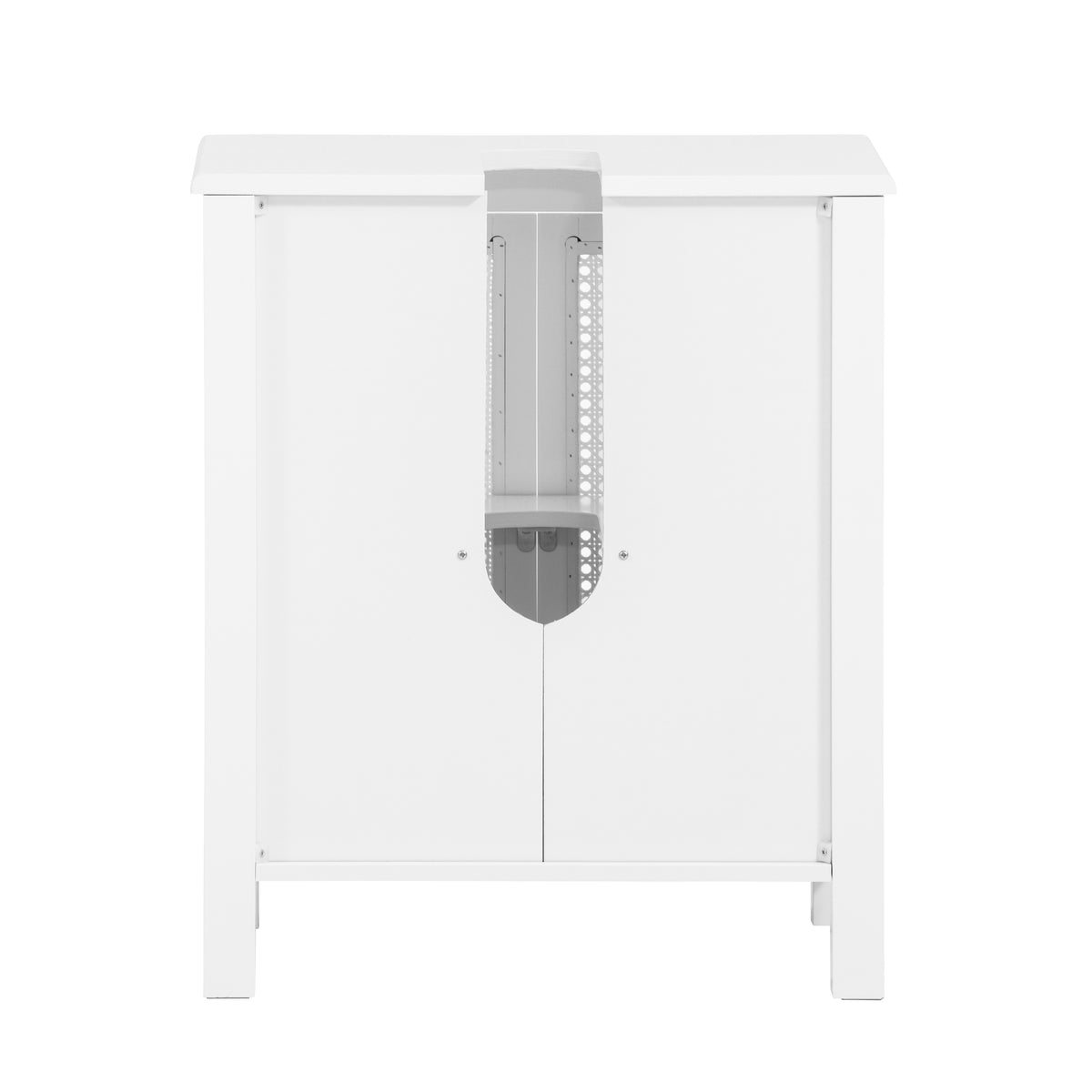 SoBuy BZR35-W Meuble sous Lavabo Salle de Bain Meuble Lavabo avec 2 Portes et Étagère Petit Meuble Salle de Bain avec Panneaux en Treillis pour Vasque ou Lavabo Blanc 50x60x33 cm