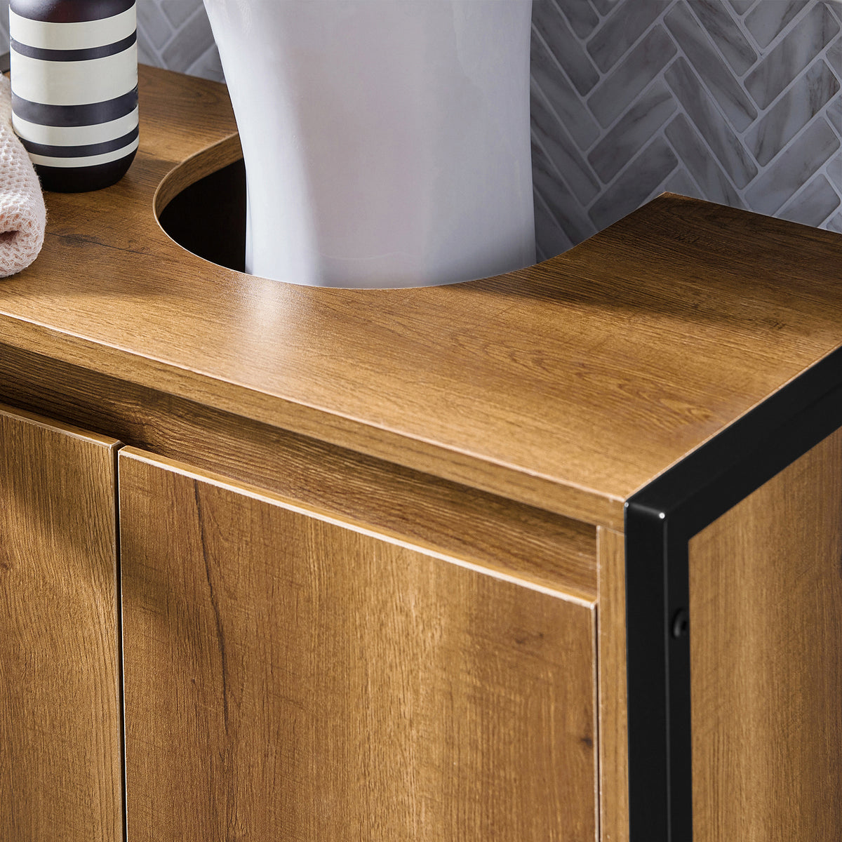 SoBuy BZR63-II-PF Meuble sous Lavabo Housse Colonne Lavabo