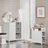 SoBuy BZR77-W Meuble de Salle de Bain avec Paniers à Linge, Armoire à Linge avec 3 Paniers et Tiroir, Armoire de Salle de Bain en Bois, Corbeille à Linge, Blanc, 80x91x38cm