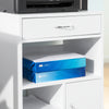 SoBuy FBT106-W Support Imprimante Roulant Bureau Mobile Caisson Meuble de Rangement Bureau avec tiroir et porte Blanc