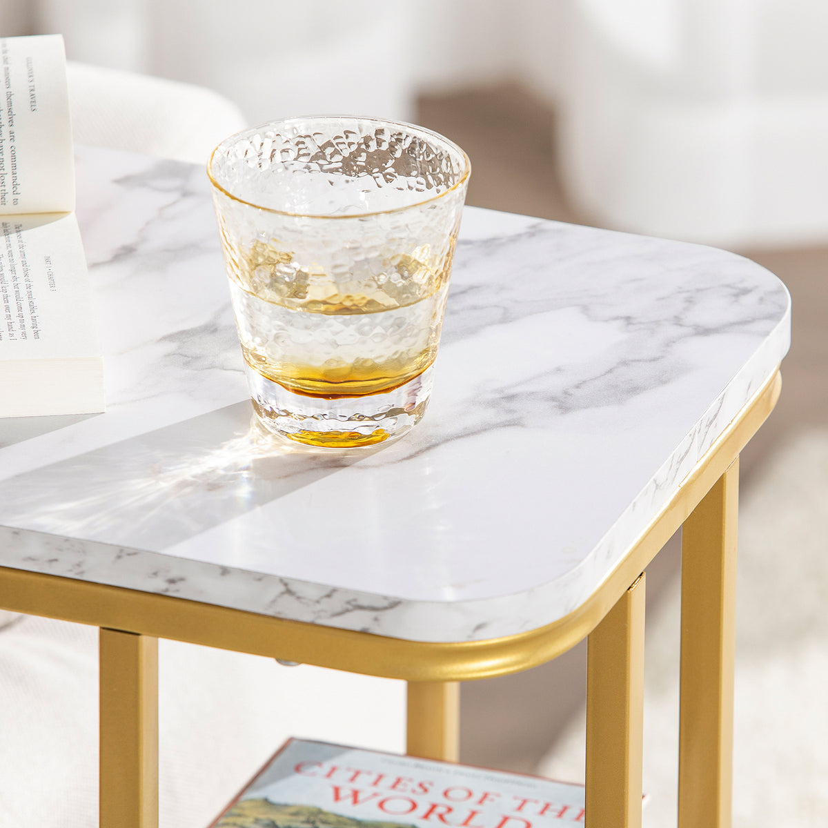 SoBuy FBT110-G Table d’Appoint Moderne Bout de Canapé à Café Table Basse Table de Chevet Effet