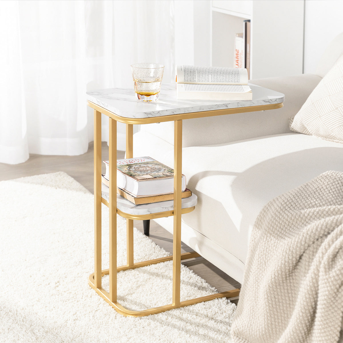 SoBuy FBT110-G Table d’Appoint Moderne Bout de Canapé à Café Table Basse Table de Chevet Effet
