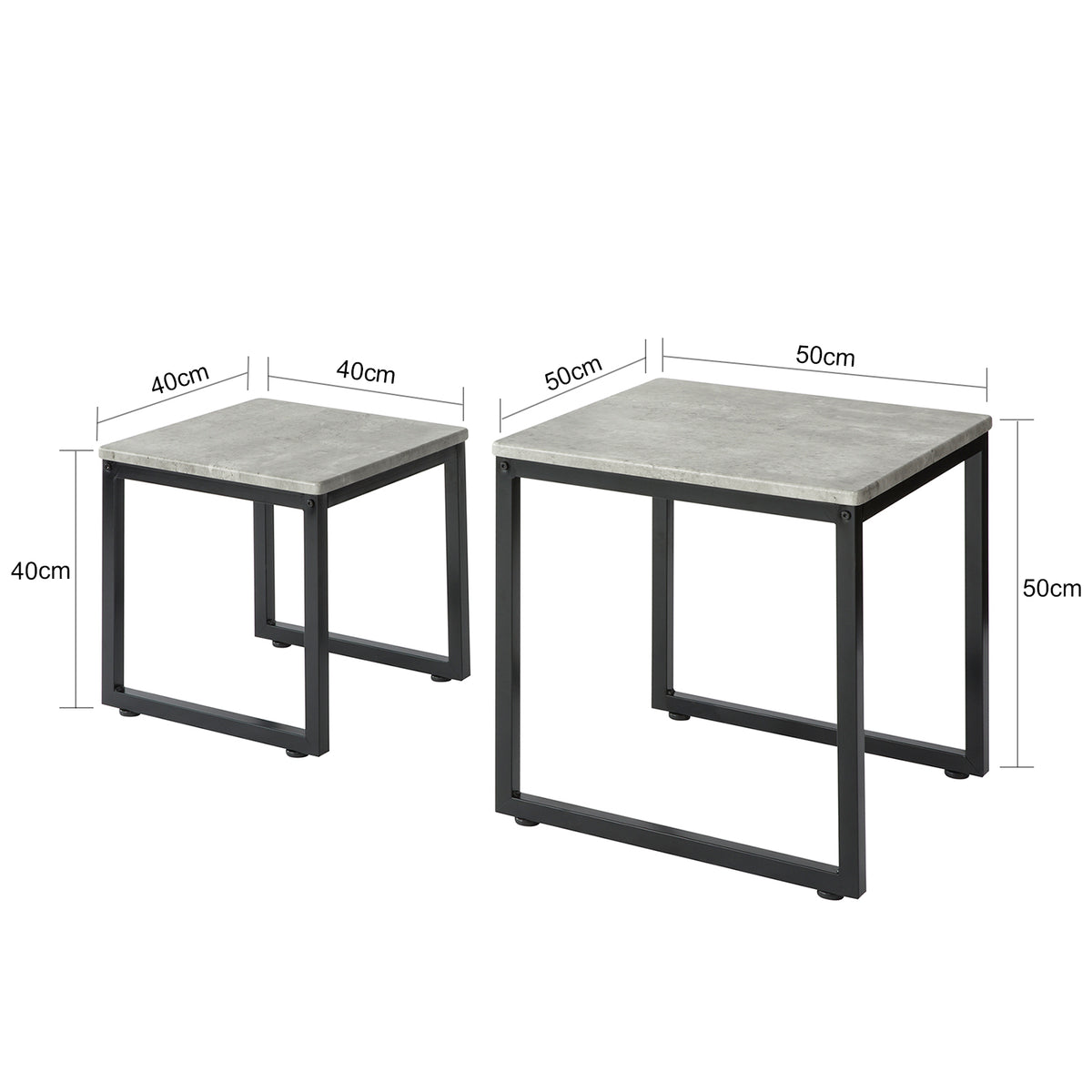 SoBuy FBT42-HG Tables Basses Gigognes, Set de 2, Lot de 2 Tables d'Appoint Empilables Tables Carrée Table Basse