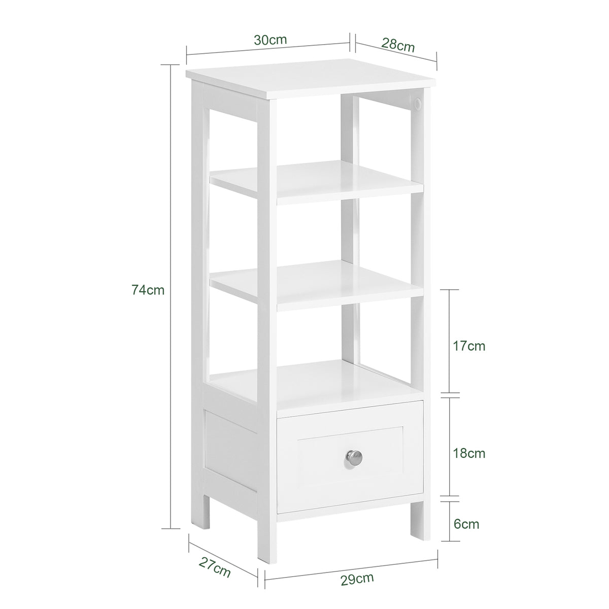 SoBuy FBT91-W Table d’Appoint Haute Bout de Canapé pour Salon Bureau Cuisine en 3 niveaux avec 1 tiroir