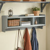 SoBuy FHK28-HG Porte Manteau Mural, Étagère de Rangement, Meuble Entrée, Vestiaire avec 3 Compartiments et 4 Crochets Doubles, 100x25x35 cm, Gris